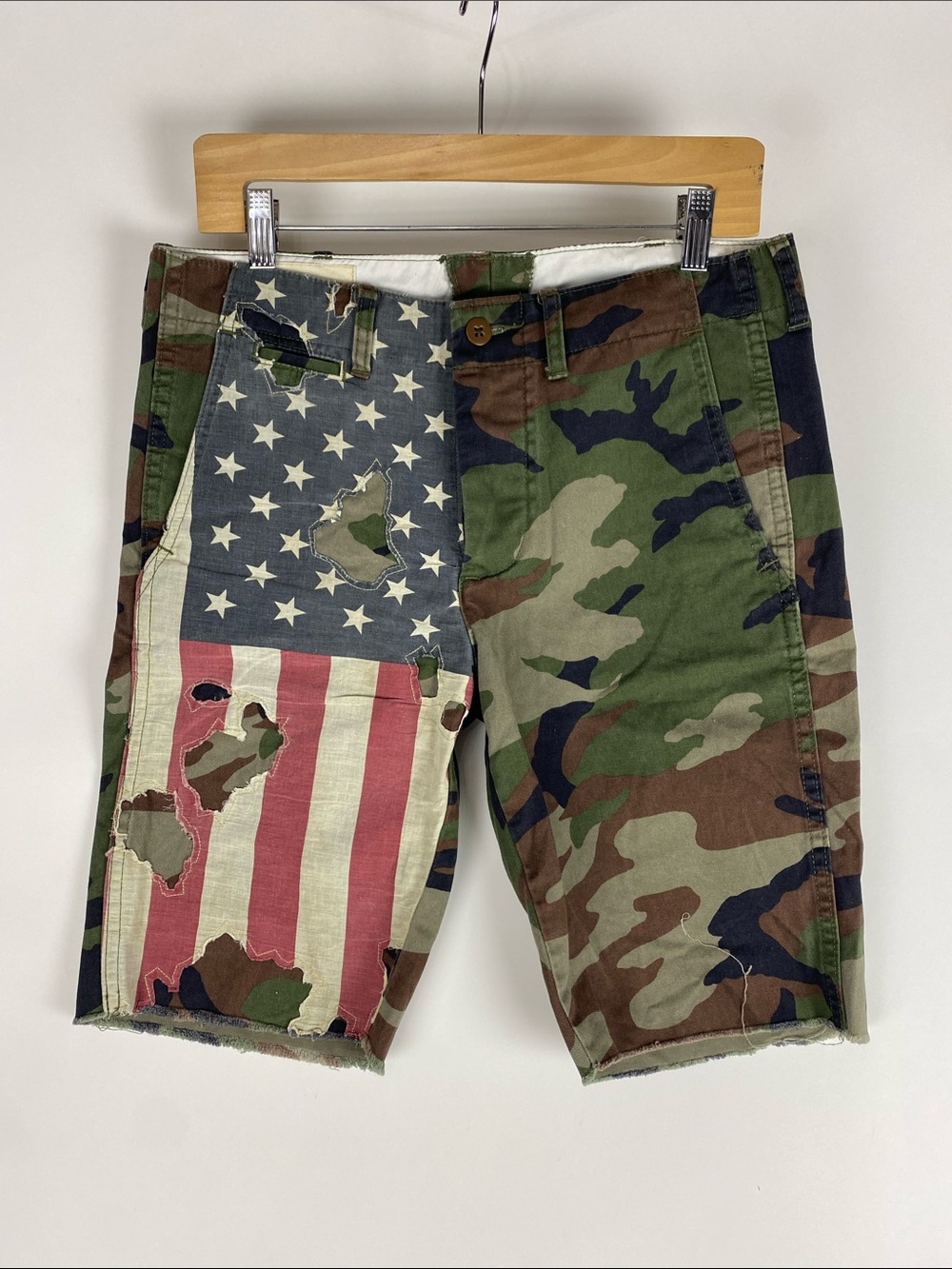 Ralph Lauren Denim And Supply Distressed American Flag Shorts Men’s Size 30